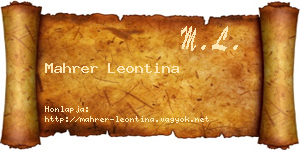 Mahrer Leontina névjegykártya
